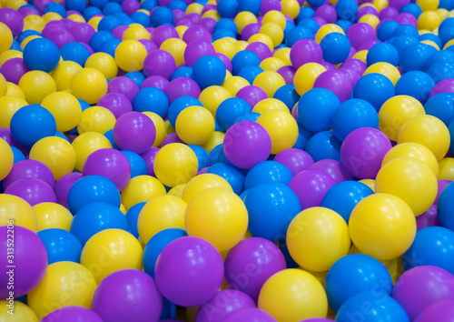 Colored plastic balls on children's playground