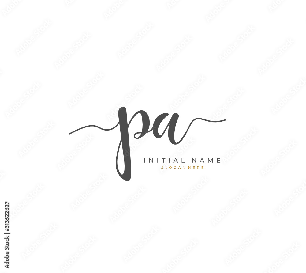 Handwritten initial letter P A PA for identity and logo. Vector logo template with handwriting and signature style.