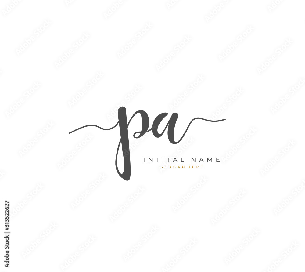 Handwritten initial letter P A PA for identity and logo. Vector logo template with handwriting and signature style. Handwritten initial letter P A PA for identity and logo. Vector logo template with handwriting and signature style.