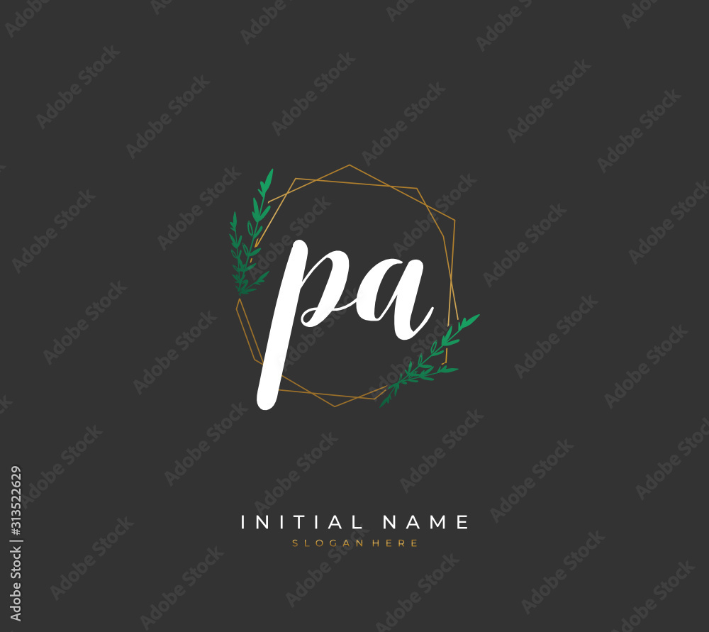Handwritten initial letter P A PA for identity and logo. Vector logo template with handwriting and signature style. Handwritten initial letter P A PA for identity and logo. Vector logo template with handwriting and signature style.