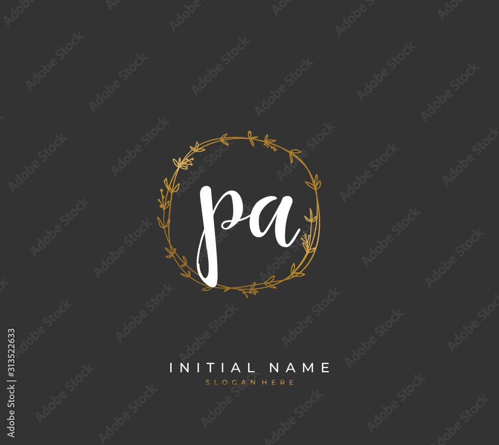 Handwritten initial letter P A PA for identity and logo. Vector logo template with handwriting and signature style. Handwritten initial letter P A PA for identity and logo. Vector logo template with handwriting and signature style.