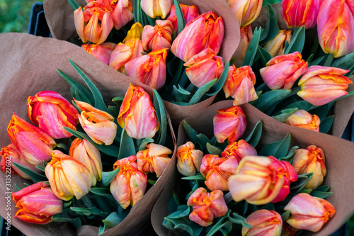 Red Orange Tulip Bouquets