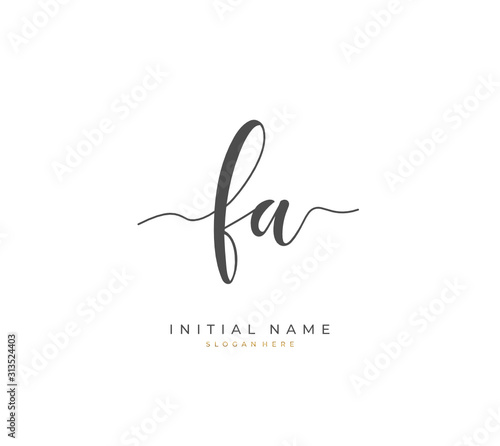 Handwritten initial letter F A FA for identity and logo. Vector logo template with handwriting and signature style.
