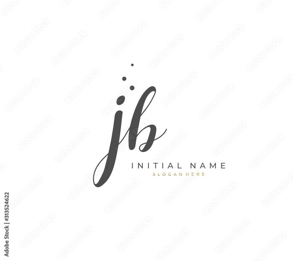 Handwritten initial letter J B JB for identity and logo. Vector logo template with handwriting and signature style. Handwritten initial letter J B JB for identity and logo. Vector logo template with handwriting and signature style.
