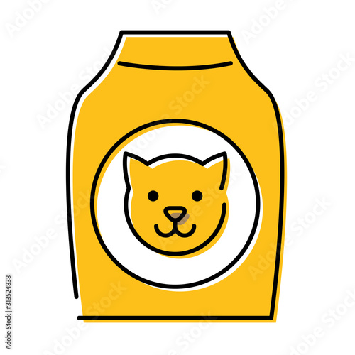 cute little cat mascot in food bag
