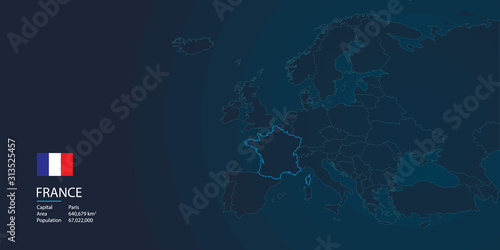 Europe map background with flag and modern concept