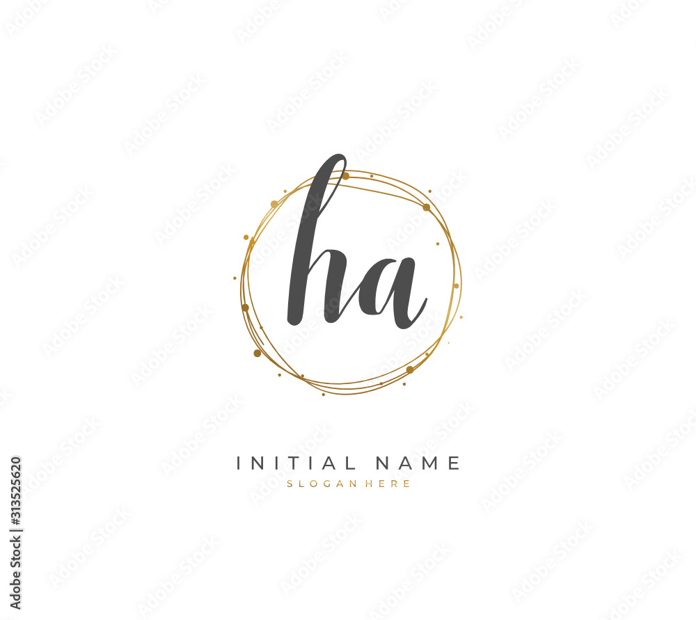 Handwritten initial letter H A HA for identity and logo. Vector logo template with handwriting and signature style. Handwritten initial letter H A HA for identity and logo. Vector logo template with handwriting and signature style.