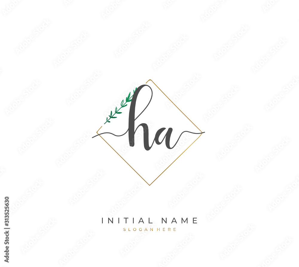 Handwritten initial letter H A HA for identity and logo. Vector logo template with handwriting and signature style. Handwritten initial letter H A HA for identity and logo. Vector logo template with handwriting and signature style.