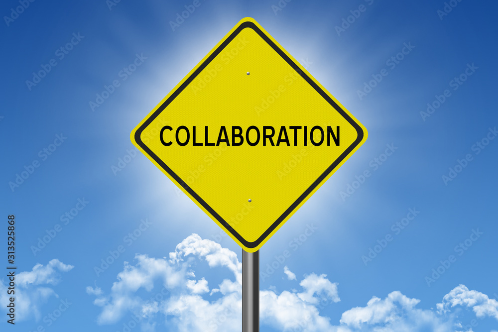 Collaboration sign for teamwork concept Collaboration sign for teamwork concept