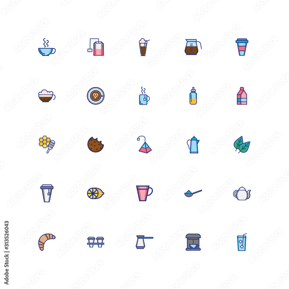 bundle of coffee set icons bundle of coffee set icons