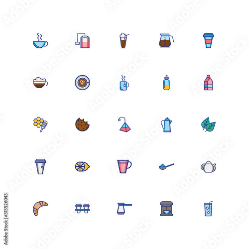 bundle of coffee set icons