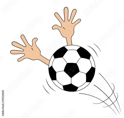 hands catching a soccer ball. illustration isolated on white