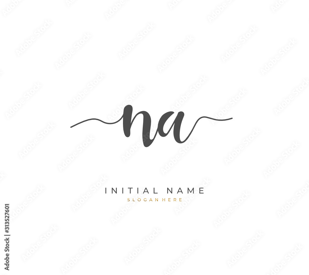 Handwritten initial letter N A NA for identity and logo. Vector logo template with handwriting and signature style. Handwritten initial letter N A NA for identity and logo. Vector logo template with handwriting and signature style.