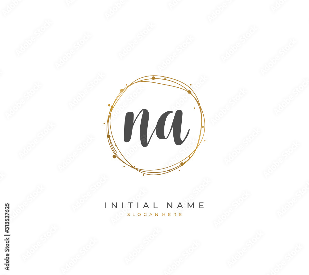 Handwritten initial letter N A NA for identity and logo. Vector logo template with handwriting and signature style. Handwritten initial letter N A NA for identity and logo. Vector logo template with handwriting and signature style.