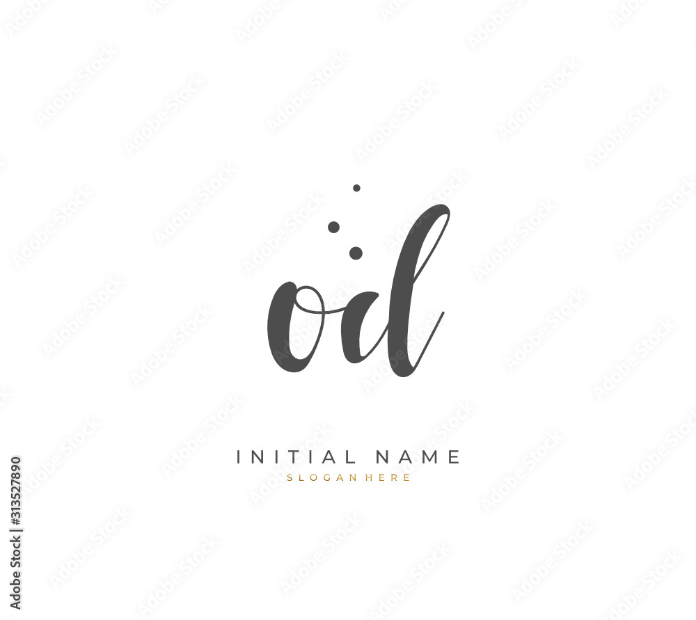 Handwritten initial letter O D OD for identity and logo. Vector logo template with handwriting and signature style. Handwritten initial letter O D OD for identity and logo. Vector logo template with handwriting and signature style.