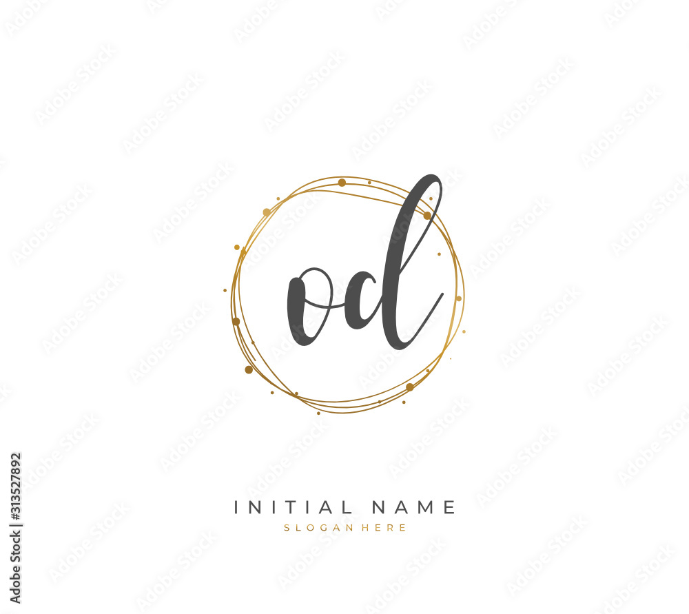 Handwritten initial letter O D OD for identity and logo. Vector logo template with handwriting and signature style.