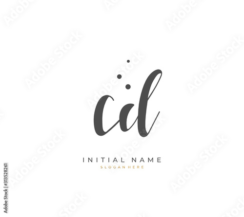 Handwritten initial letter AC D CD for identity and logo. Vector logo template with handwriting and signature style.