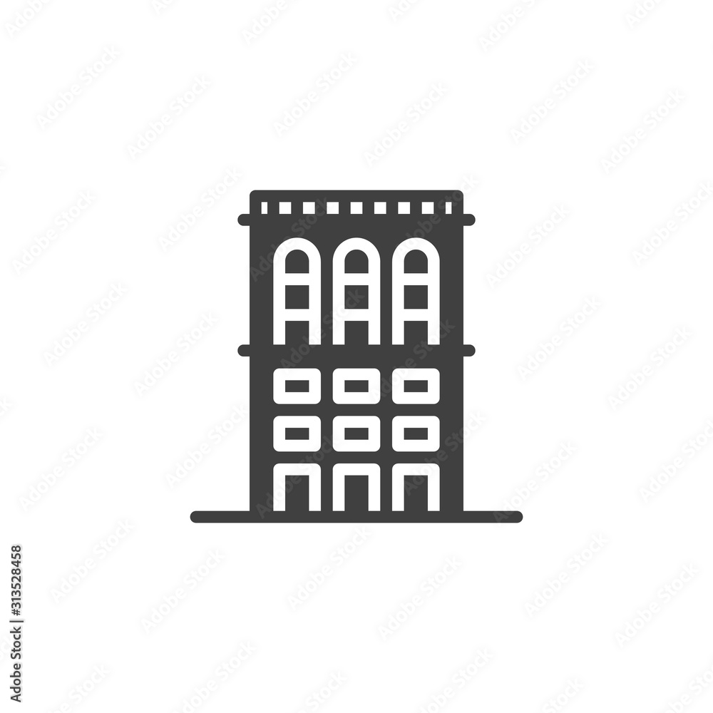 Residential building vector icon. filled flat sign for mobile concept and web design. City buildings architecture glyph icon. Symbol, logo illustration. Vector graphics