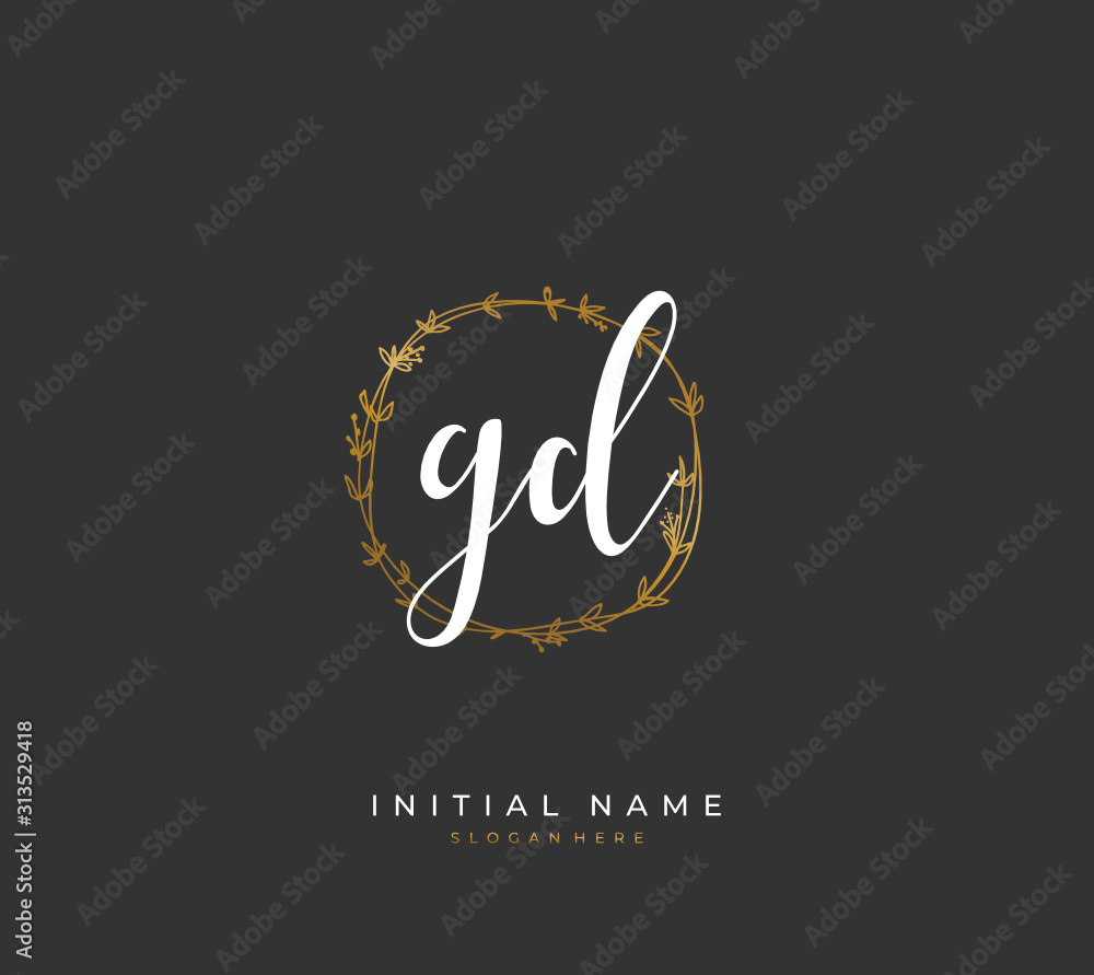 Handwritten initial letter G D GD for identity and logo. Vector logo template with handwriting and signature style. Handwritten initial letter G D GD for identity and logo. Vector logo template with handwriting and signature style.