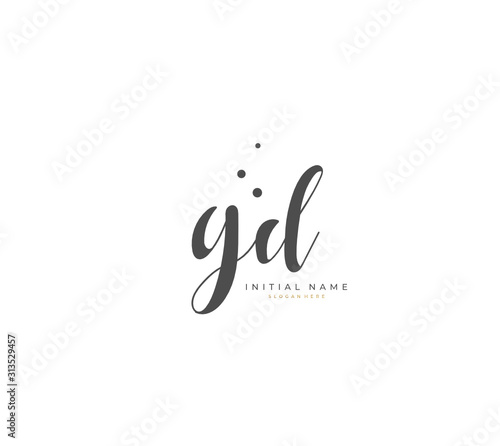 Handwritten initial letter G D GD for identity and logo. Vector logo template with handwriting and signature style.