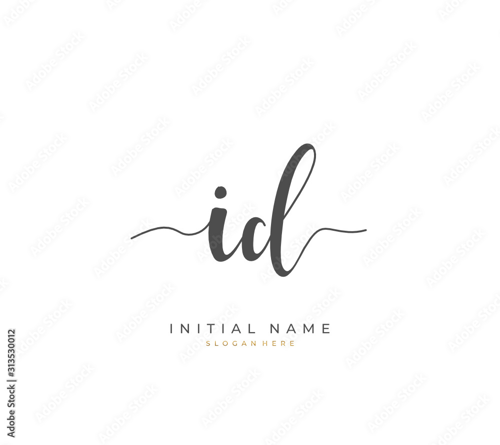 Handwritten initial letter I D ID for identity and logo. Vector logo template with handwriting and signature style. Handwritten initial letter I D ID for identity and logo. Vector logo template with handwriting and signature style.