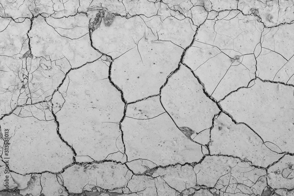 deep cracks in the ground with drought and lack of water