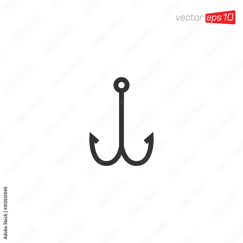 Fishing Hook Icon Logo Design