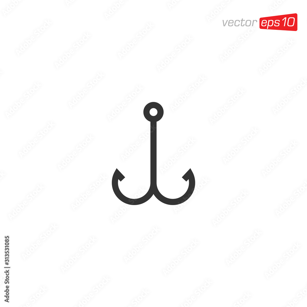 Fishing Hook Icon Logo Design