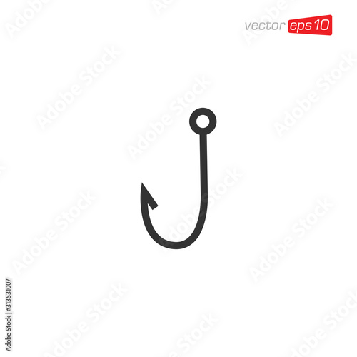 Fishing Hook Icon Logo Design