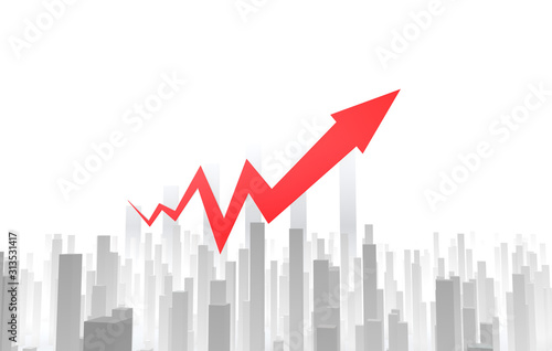 Financial stock market economic success arrow and bar chart  fintech and chart  career success