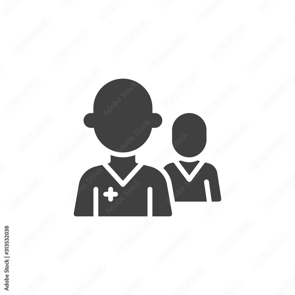 Doctor assistant characters vector icon. filled flat sign for mobile concept and web design. Medical doctor glyph icon. Healthcare symbol, logo illustration. Vector graphics Doctor assistant characters vector icon. filled flat sign for mobile concept and web design. Medical doctor glyph icon. Healthcare symbol, logo illustration. Vector graphics