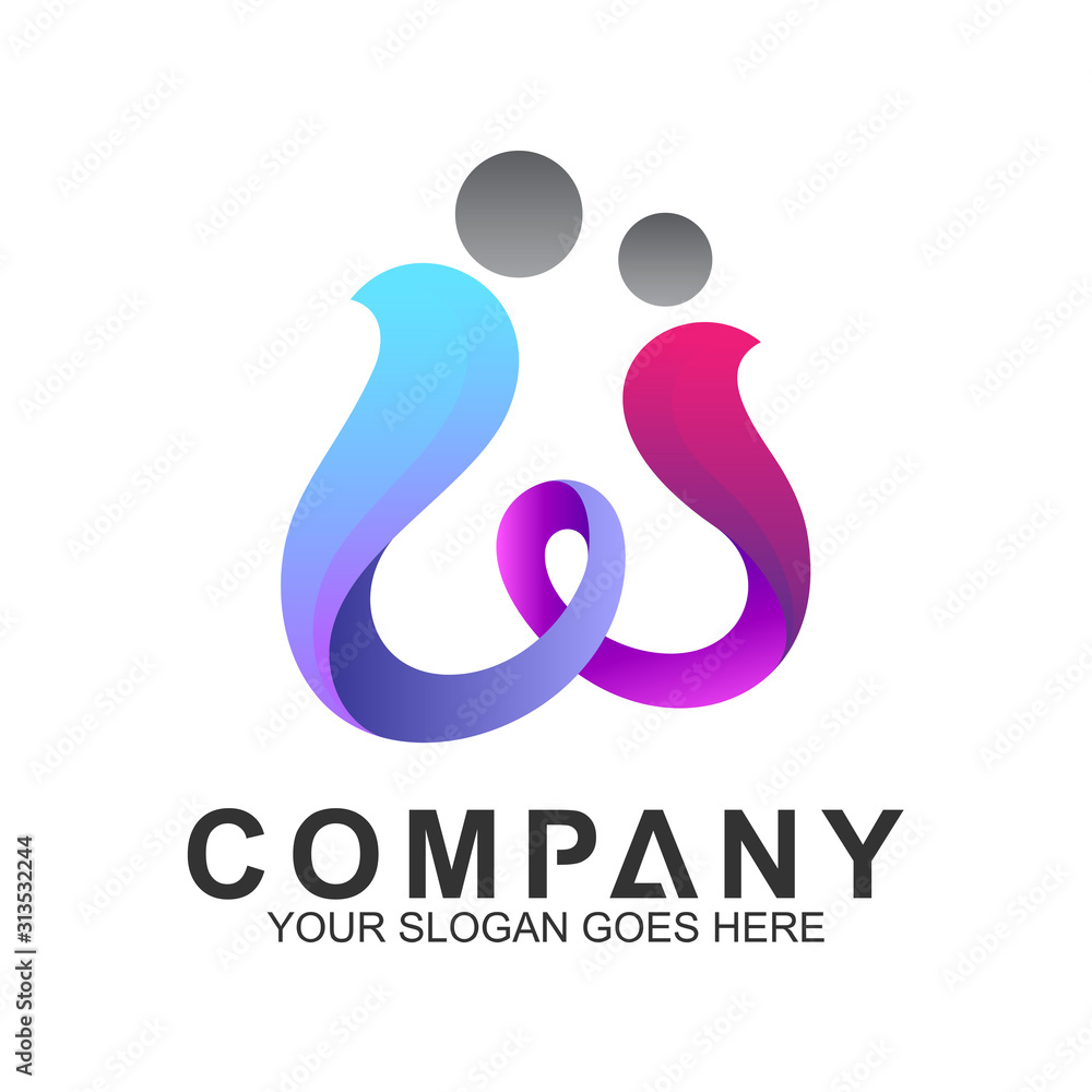 simple two people logo design in gradient color for human relationship,family care,health clinic,foundation/charity community simple two people logo design in gradient color for human relationship,family care,health clinic,foundation/charity community