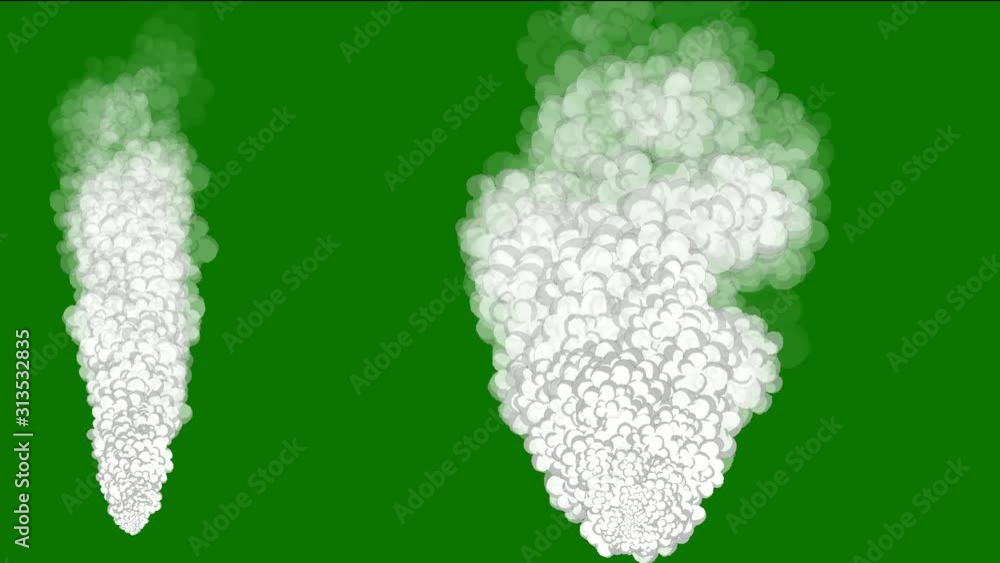 Cartoon smoke motion graphics with green screen background Stock Video
