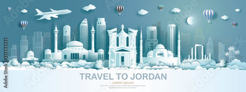 Cuadro en lienzo Travel architecture landmark of Jordan with modern building, monument, ancient