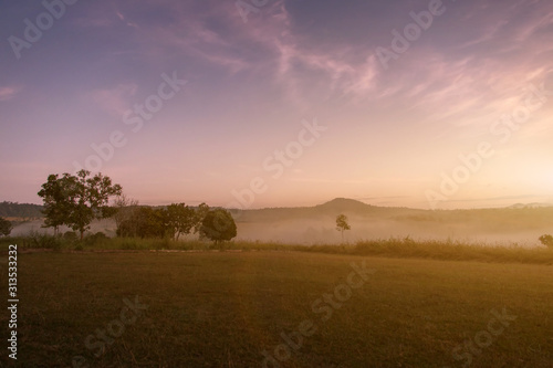 Landscape of mountain and fog in the morning at Khao kho Phetchabun Nation park of Thailand