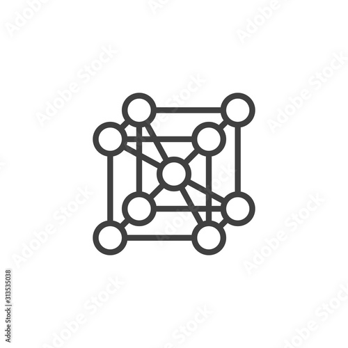 Sodium oxide structure line icon. linear style sign for mobile concept and web design. Na formula outline vector icon. Symbol, logo illustration. Vector graphics