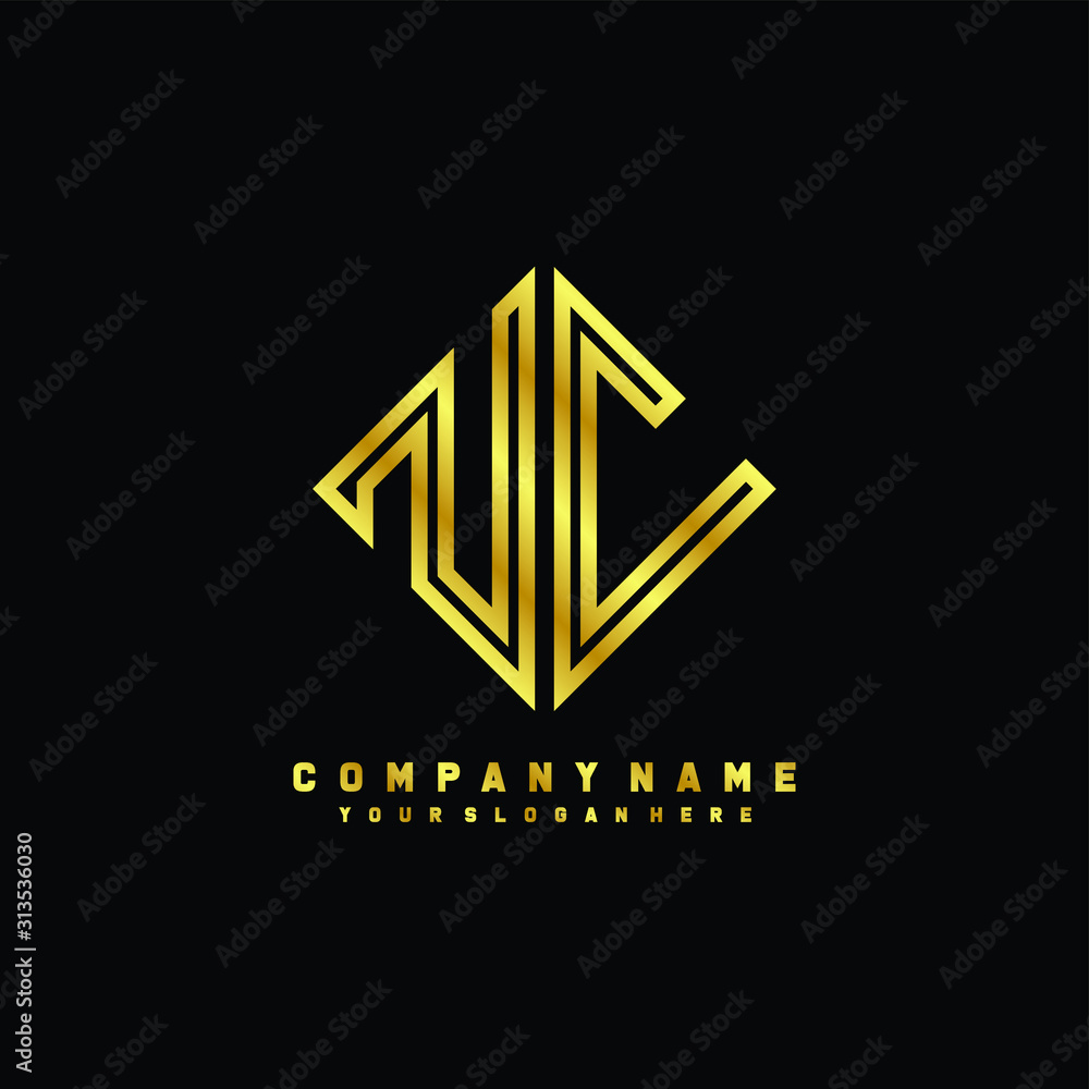 NC initial letter luxury gold line logo Stock Vector | Adobe Stock