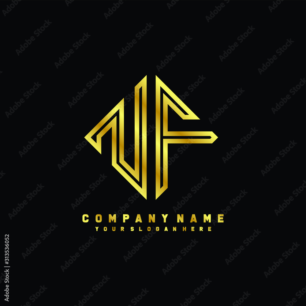 NF initial letter luxury gold line logo NF initial letter luxury gold line logo