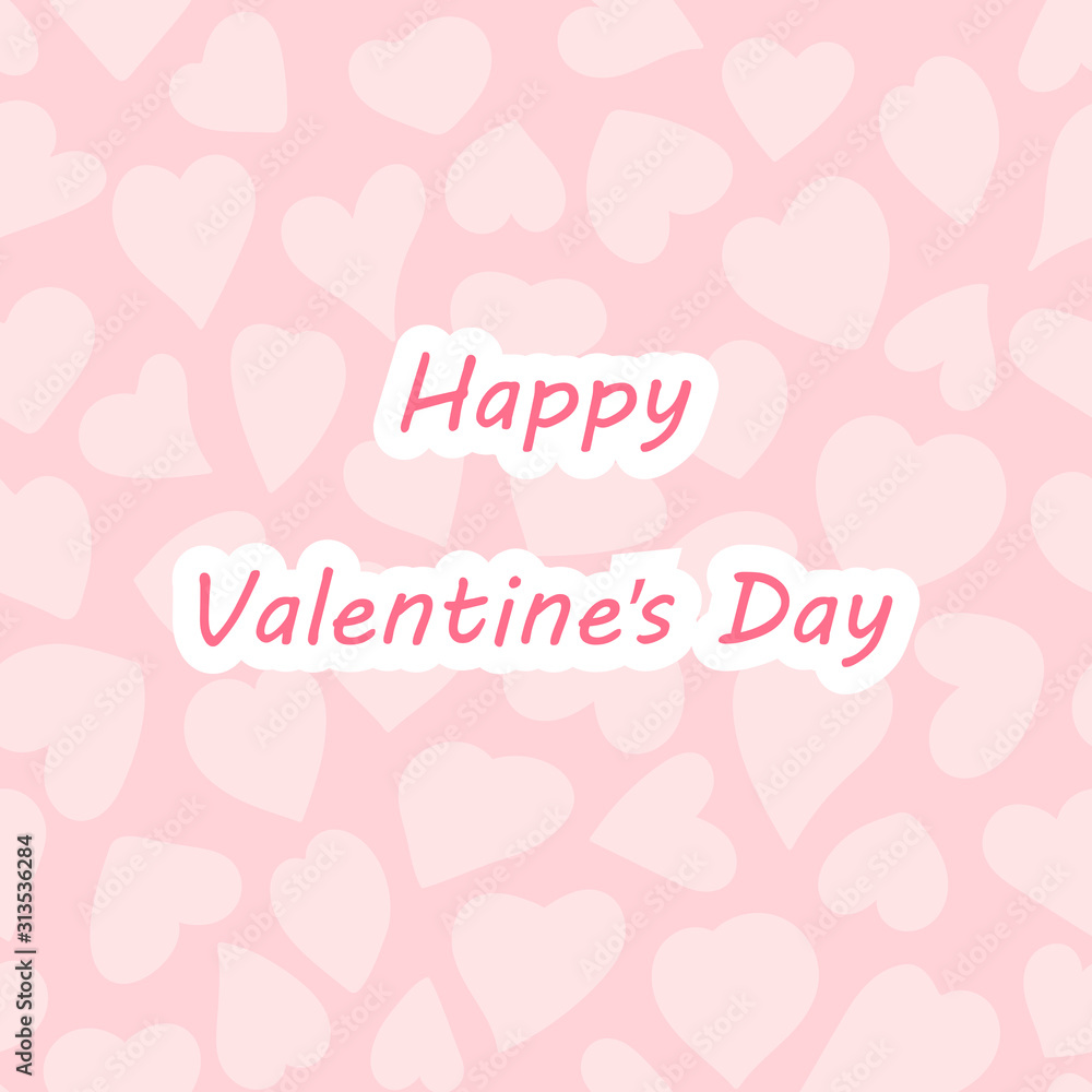 Happy Valentine's Day. Card for February 14th, banner, poster. Cute pink hearts of different shapes. Hand-Drawn vector illustration for romantic design