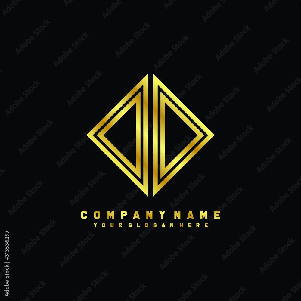 OD initial letter luxury gold line logo OD initial letter luxury gold line logo