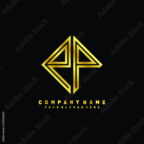 Free Download PP initial letter luxury gold line logo - GFXLoad