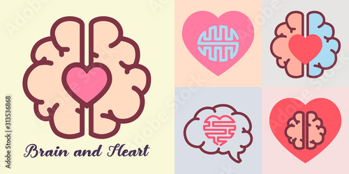Heart and brain, Emotions and logic concept.