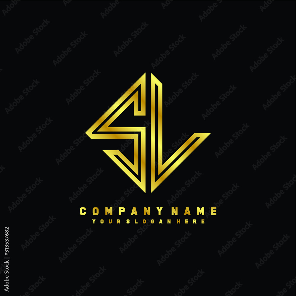 SL initial letter luxury gold line logo SL initial letter luxury gold line logo