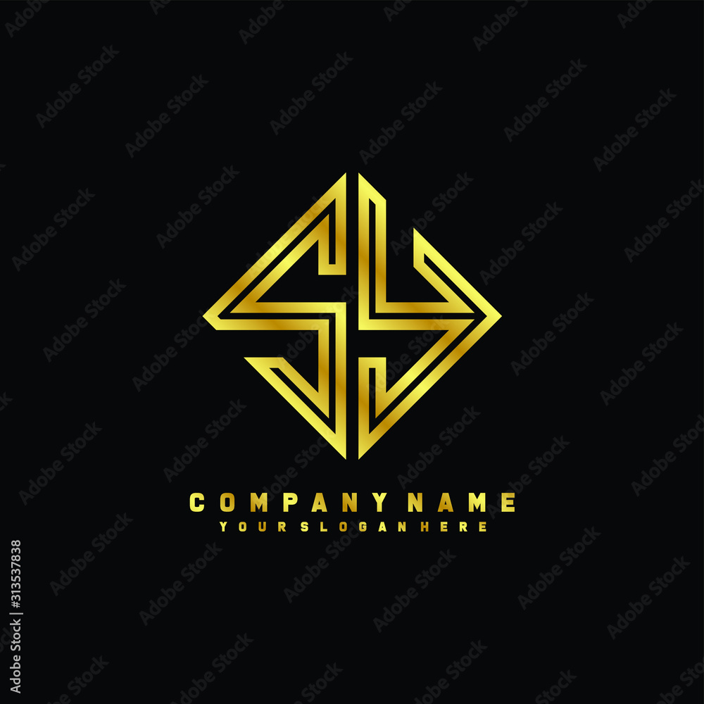 Fototapeta premium SY initial letter luxury gold line logo
