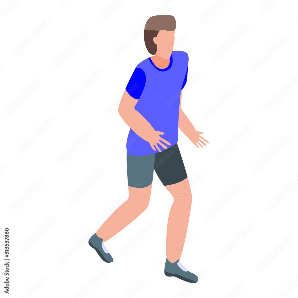 Running soccer player icon. Isometric of running soccer player vector icon for web design isolated on white background