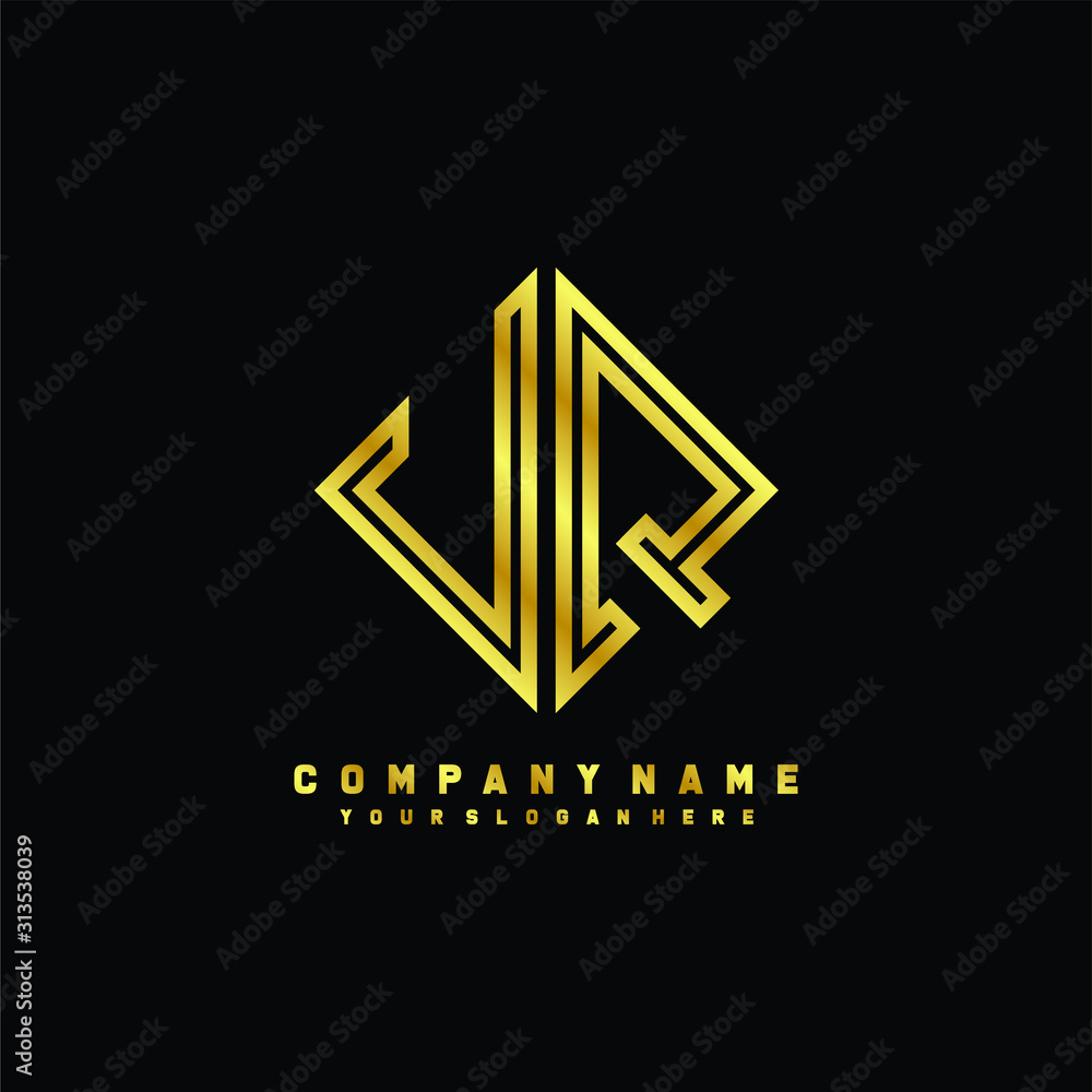 UQ initial letter luxury gold line logo UQ initial letter luxury gold line logo