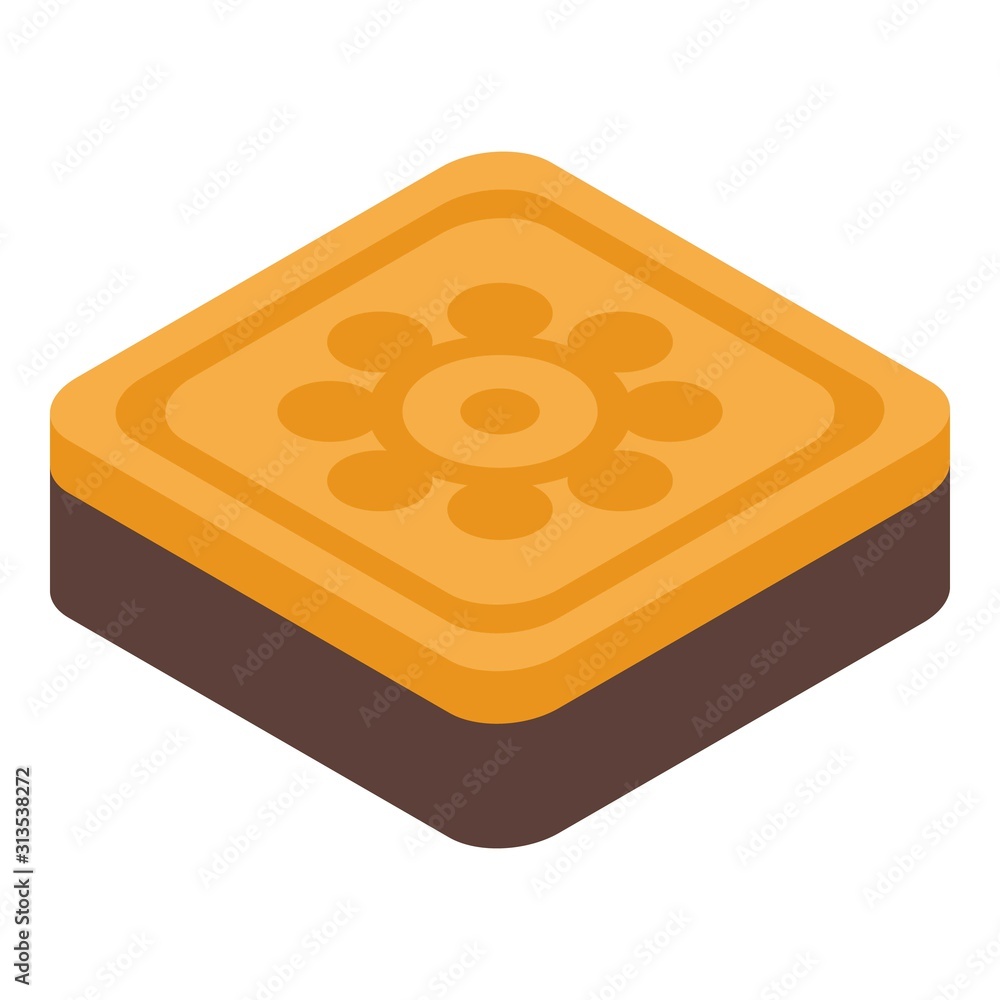 Square cream cookie icon. Isometric of square cream cookie vector icon for web design isolated on white background Square cream cookie icon. Isometric of square cream cookie vector icon for web design isolated on white background