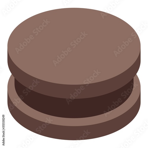 Chocolate cookie icon. Isometric of chocolate cookie vector icon for web design isolated on white background © ylivdesign