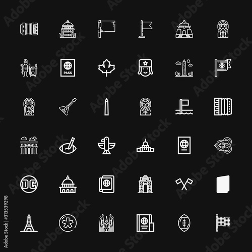 Editable 36 national icons for web and mobile