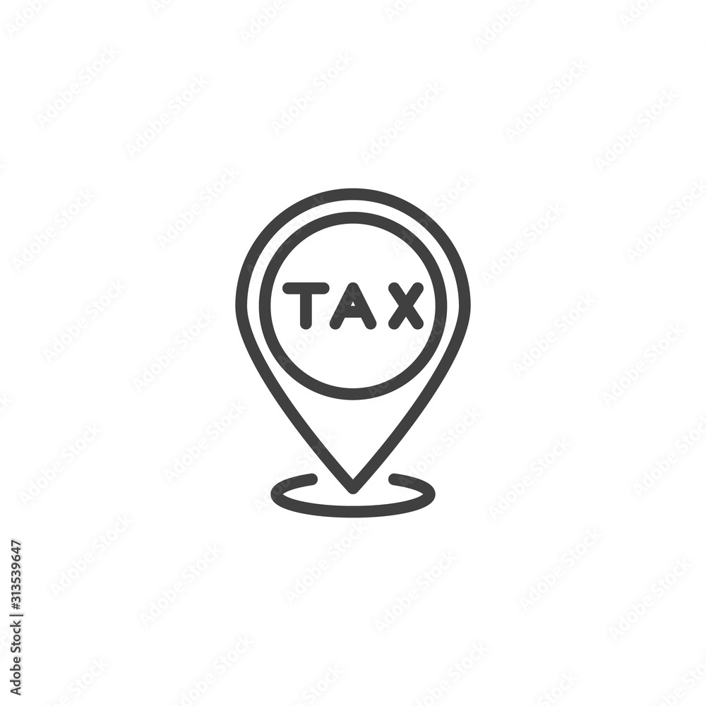 Tax map marker line icon. linear style sign for mobile concept and web design. Tax navigation pin outline vector icon. Symbol, logo illustration. Vector graphics Tax map marker line icon. linear style sign for mobile concept and web design. Tax navigation pin outline vector icon. Symbol, logo illustration. Vector graphics